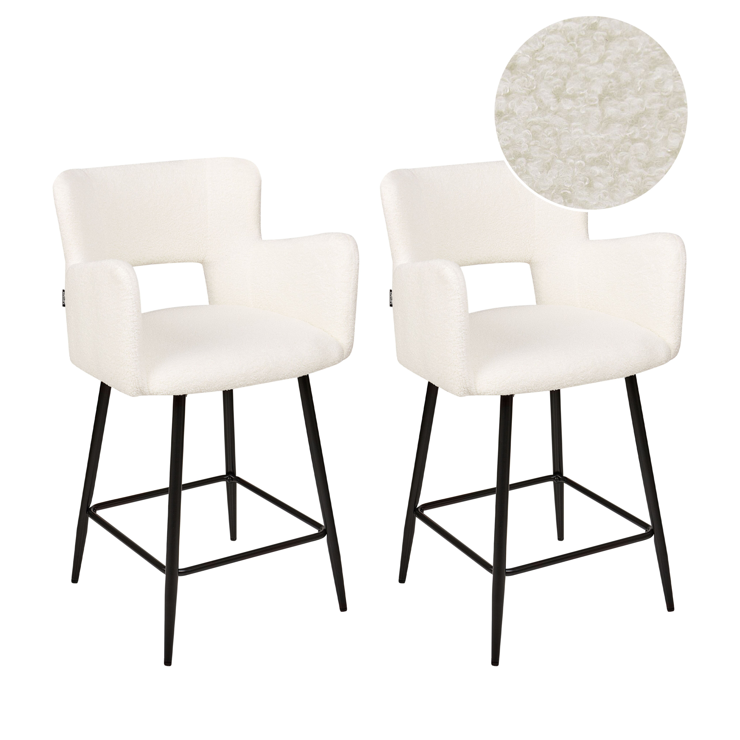 Set med 2 barstolar SANILAC Bouclé Off-White