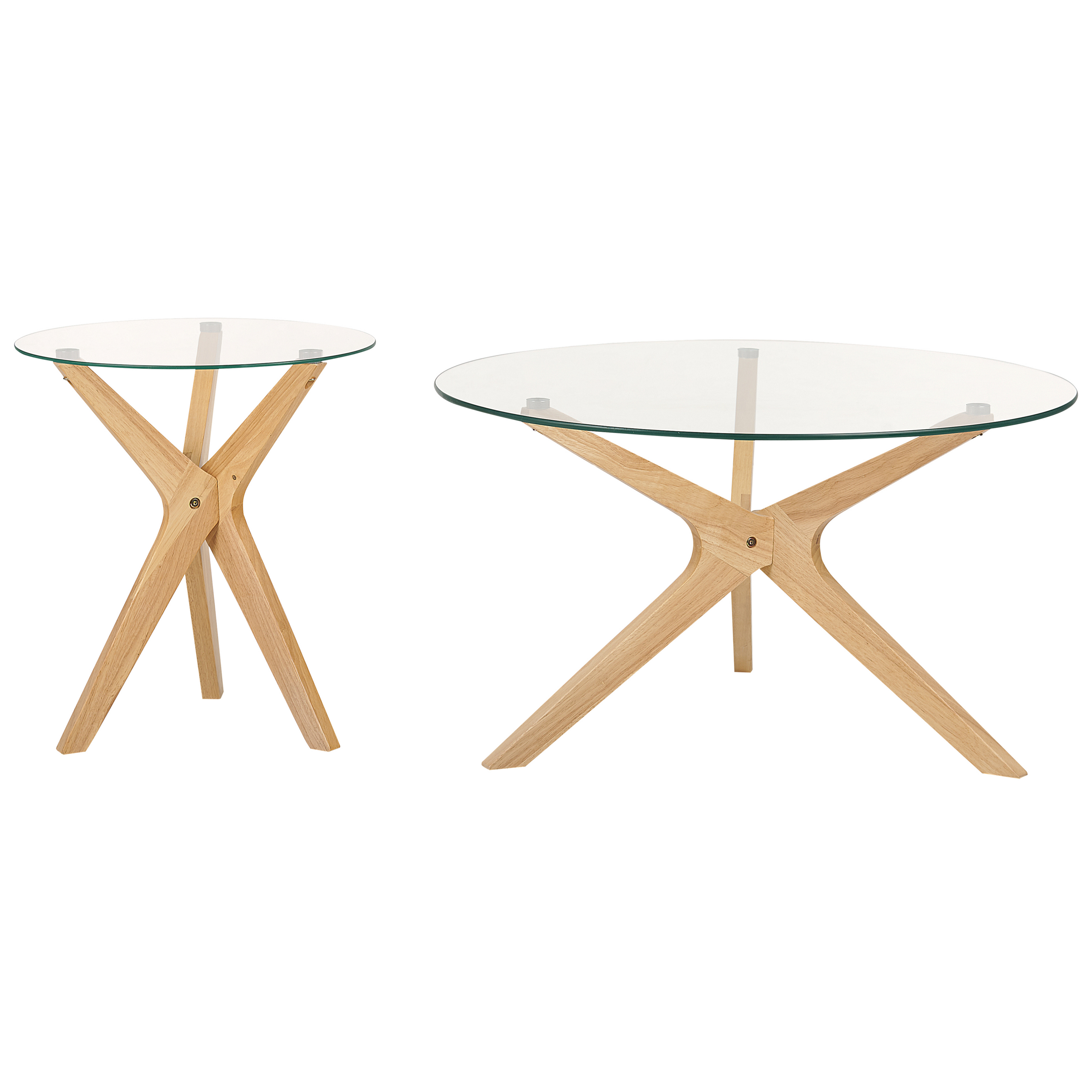 Set med 2 soffbord VALLEY Härdat glas Ljusbrun