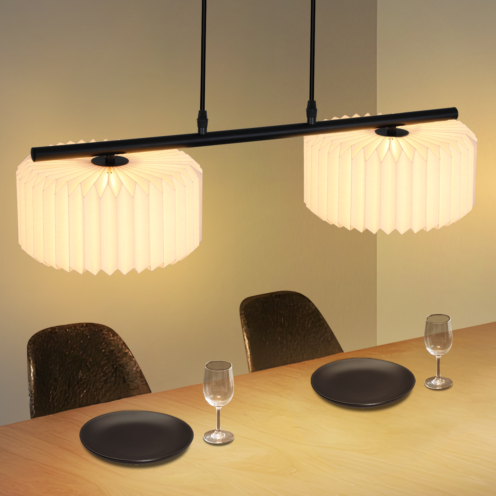 NETTLIFE Pendellampa matbord vintage hänglampa - pendellampa vardagsrum matsal lampa 2 lågor vit