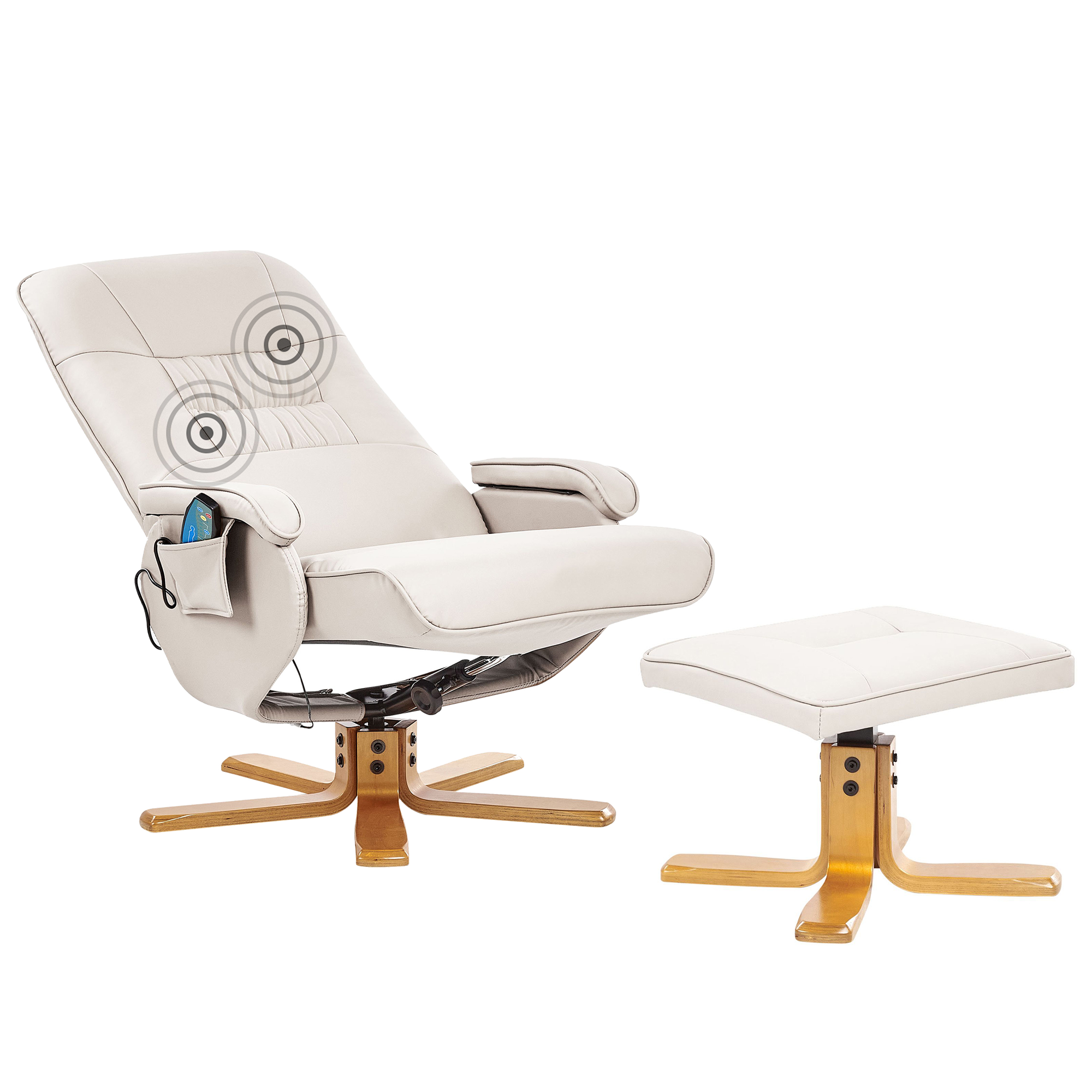 Massagestol RELAXPRO med fotpall Konstläder Ljusbeige