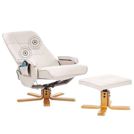 Massagestol RELAXPRO med fotpall Konstläder Ljusbeige