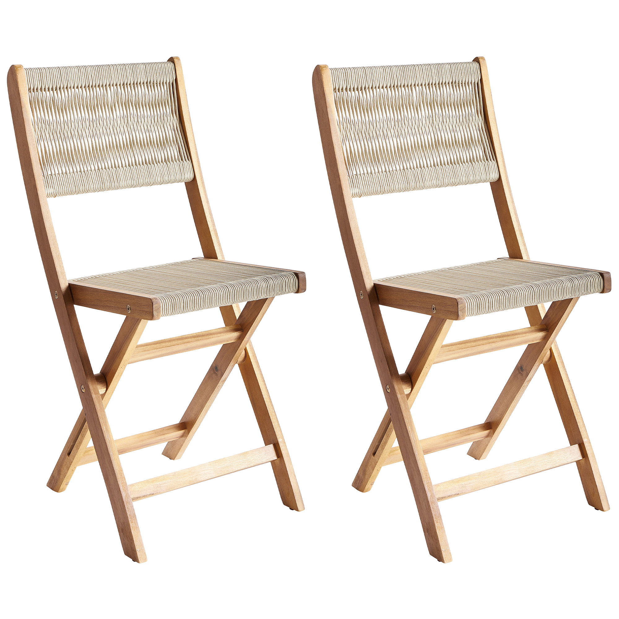 Set med 2 trädgårdsstolar PROSSEDI Fällbar Akaciaträ Beige
