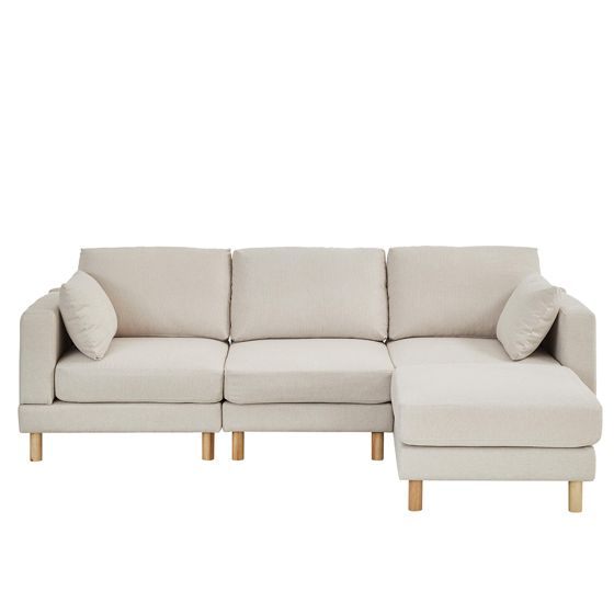 Hörnsoffa 235×152×78 cm, L-soffa, beige