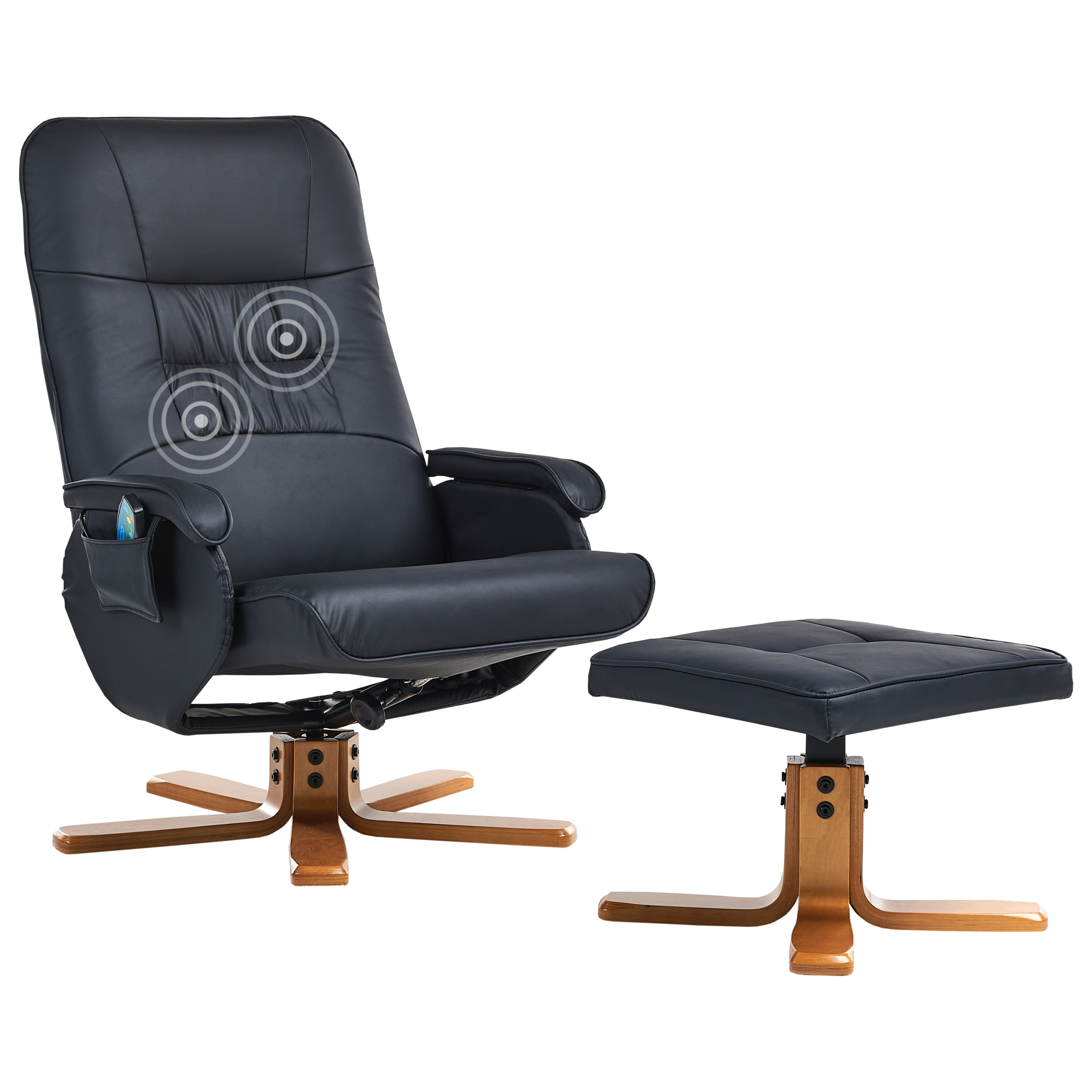 Massagestol RELAXPRO med fotpall Konstläder Svart