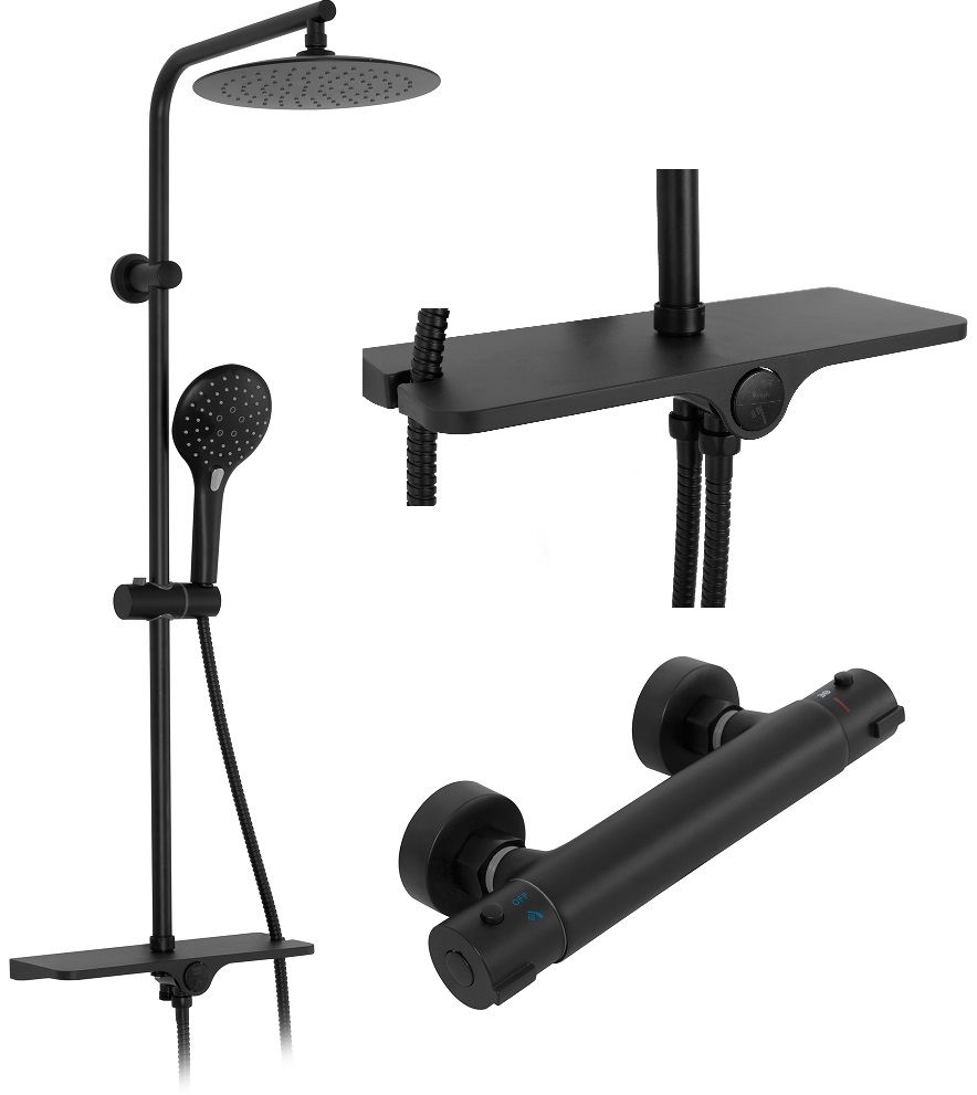 REA Duschset MIKE Svart, 52x27,5x98,5cm