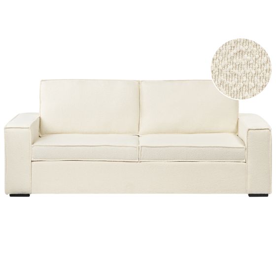 Bäddsoffa 3-sits VUOKATTI Bouclé Off-White