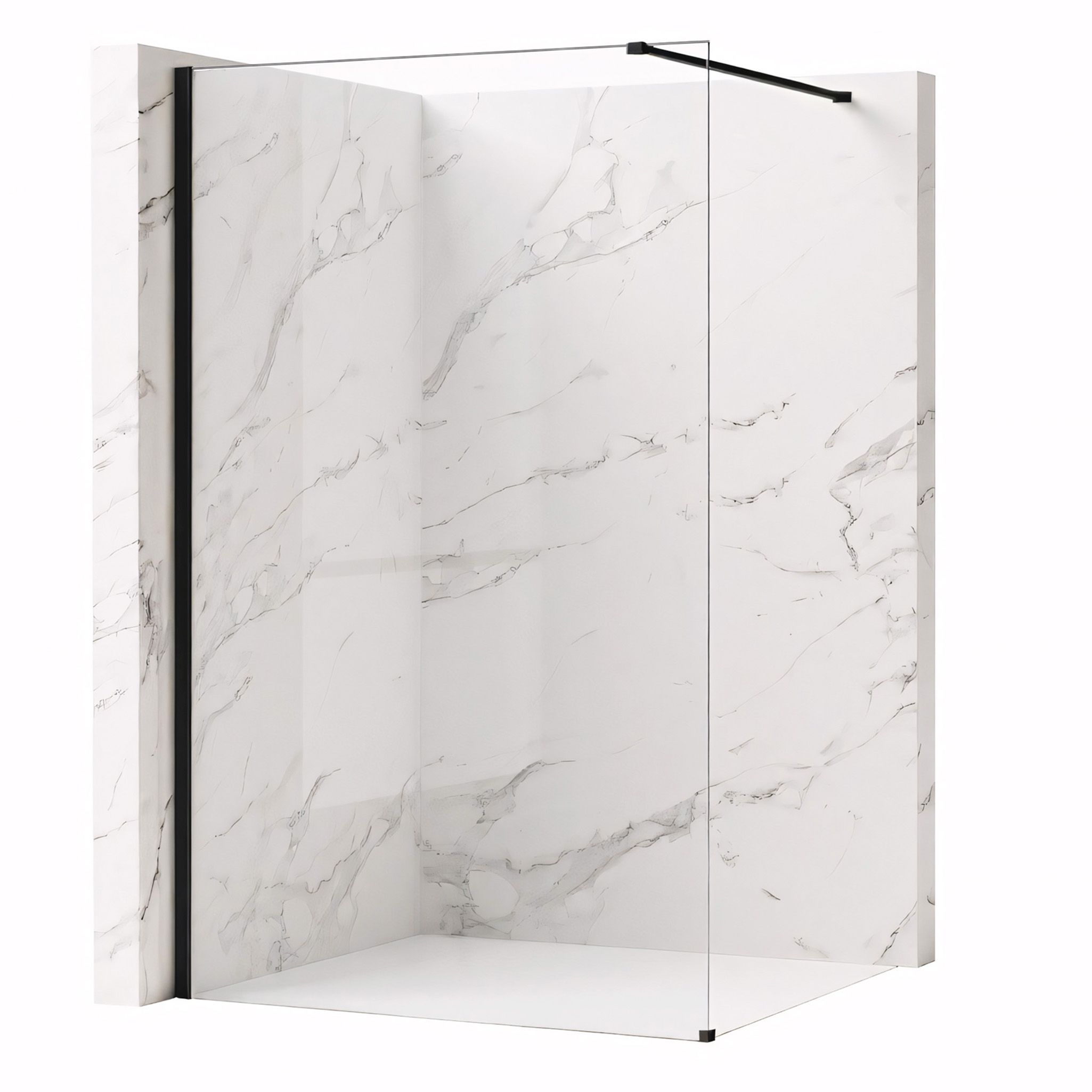 REA Duschvägg Flexi Transparent 80 Svart, 120x80x195cm