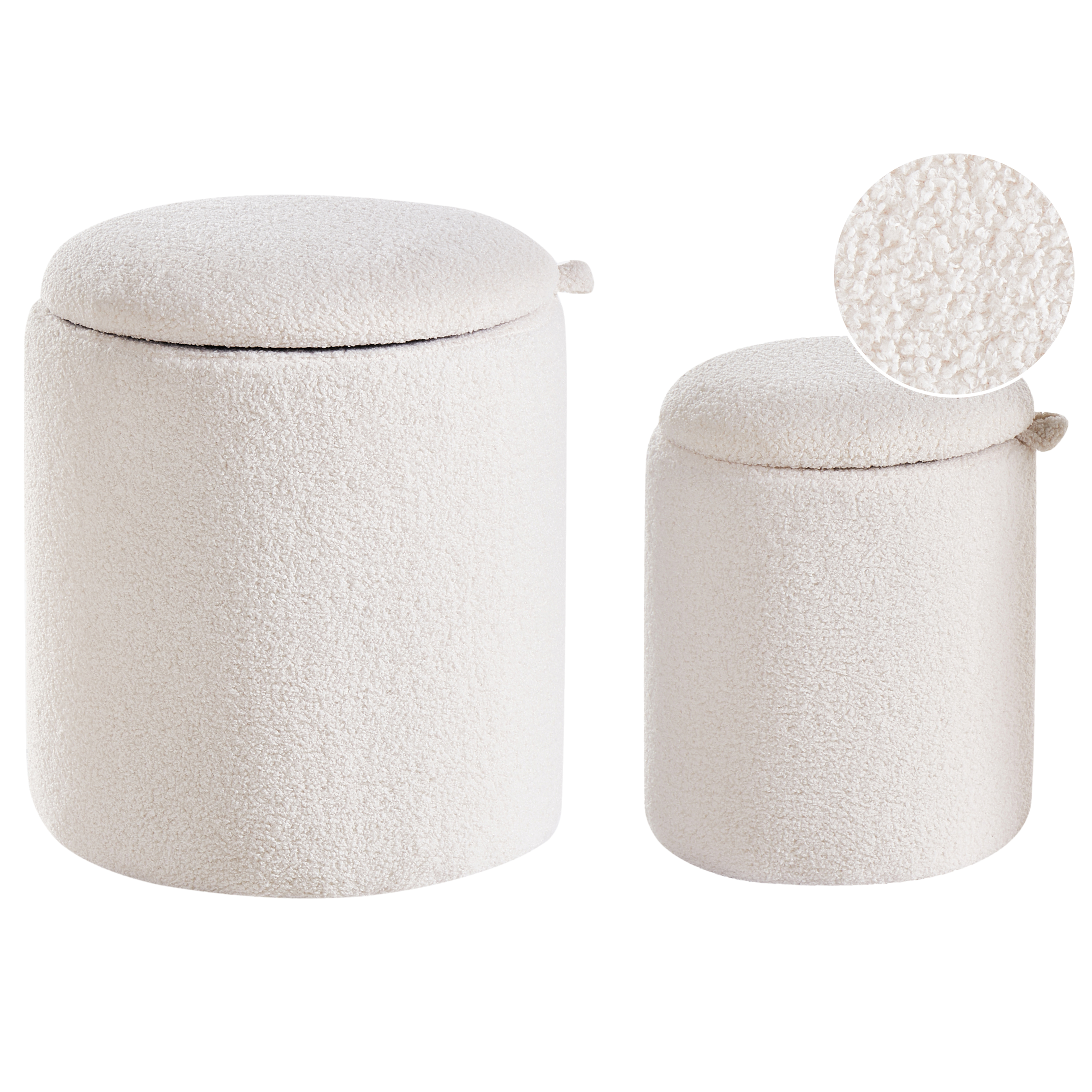 Set med 2 förvaringspuffar BEREA Bouclé Off-White