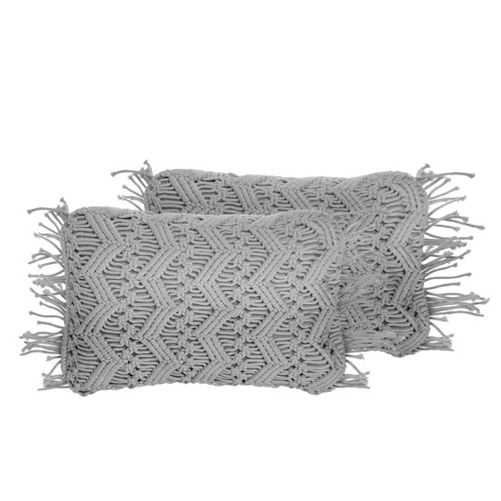 Set med 2 prydnadskuddar KIRIKKALE 30 x 45 cm Bomull Grå Geometriskt tryck