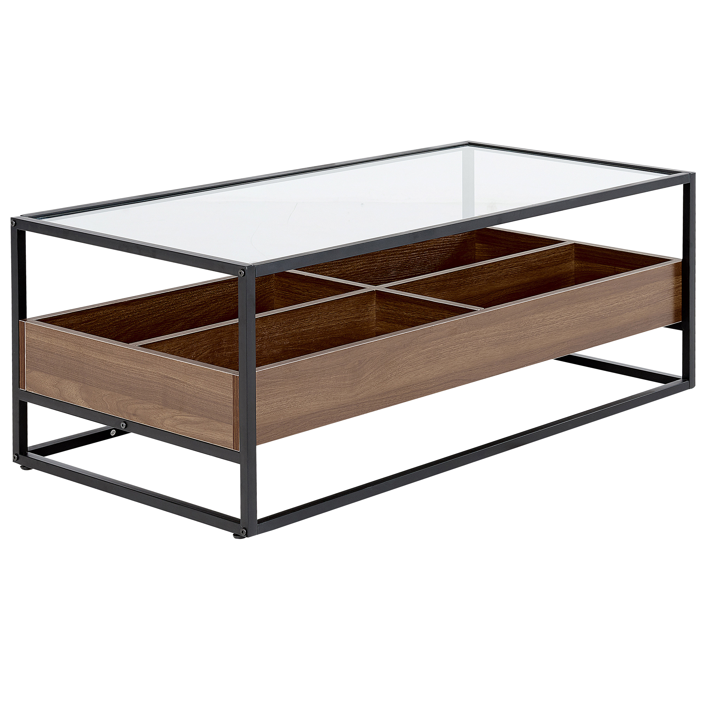Soffbord WACO med förvaring Härdat glas Svart