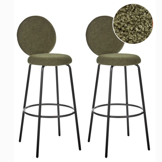 Set med 2 barstolar EMERY Bouclé Mörkgrön