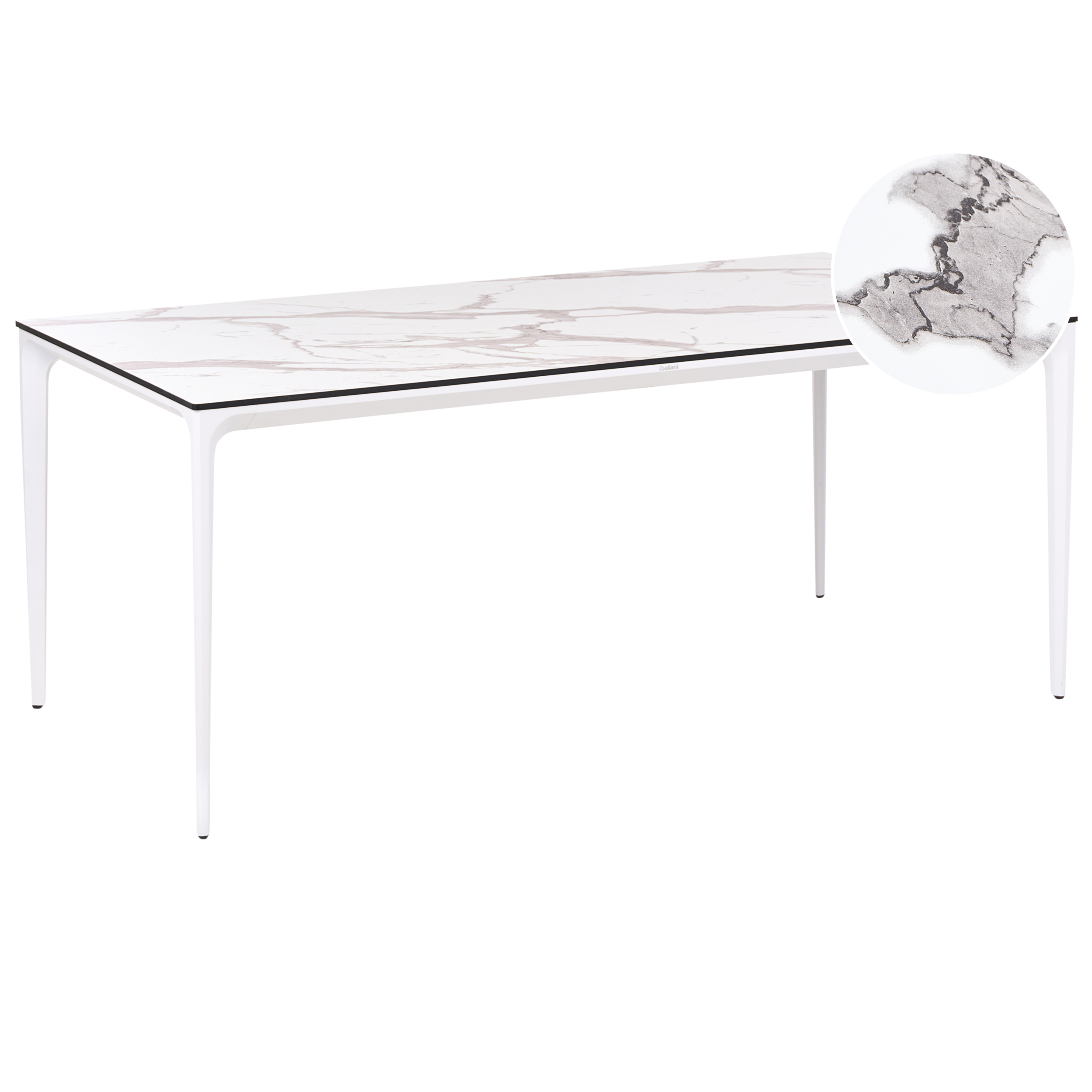 Trädgårdsmatbord SOVARETO 180 cm 90 cm Marmoreffekt Vit marmor