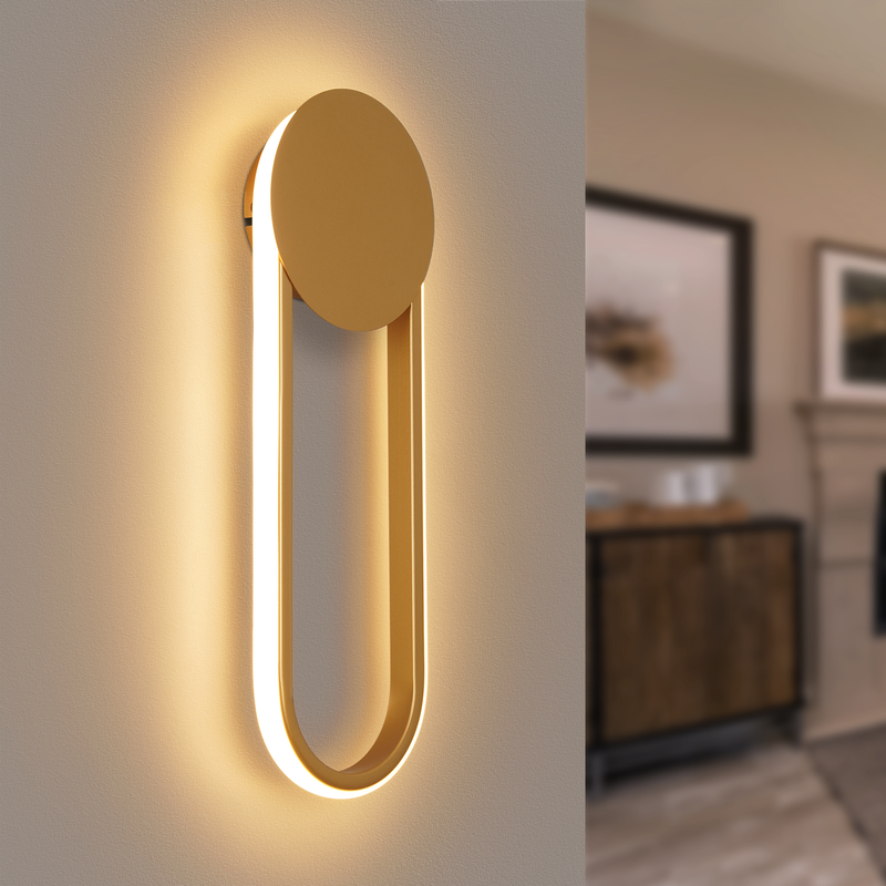 NETTLIFE LED-vägglampa för inomhusbruk - 12 W 41 cm trapplampa guldfärgad korridorlampa modern design 3000 K varmvit