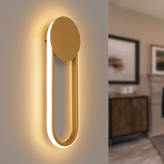 NETTLIFE LED-vägglampa för inomhusbruk - 12 W 41 cm trapplampa guldfärgad korridorlampa modern design 3000 K varmvit