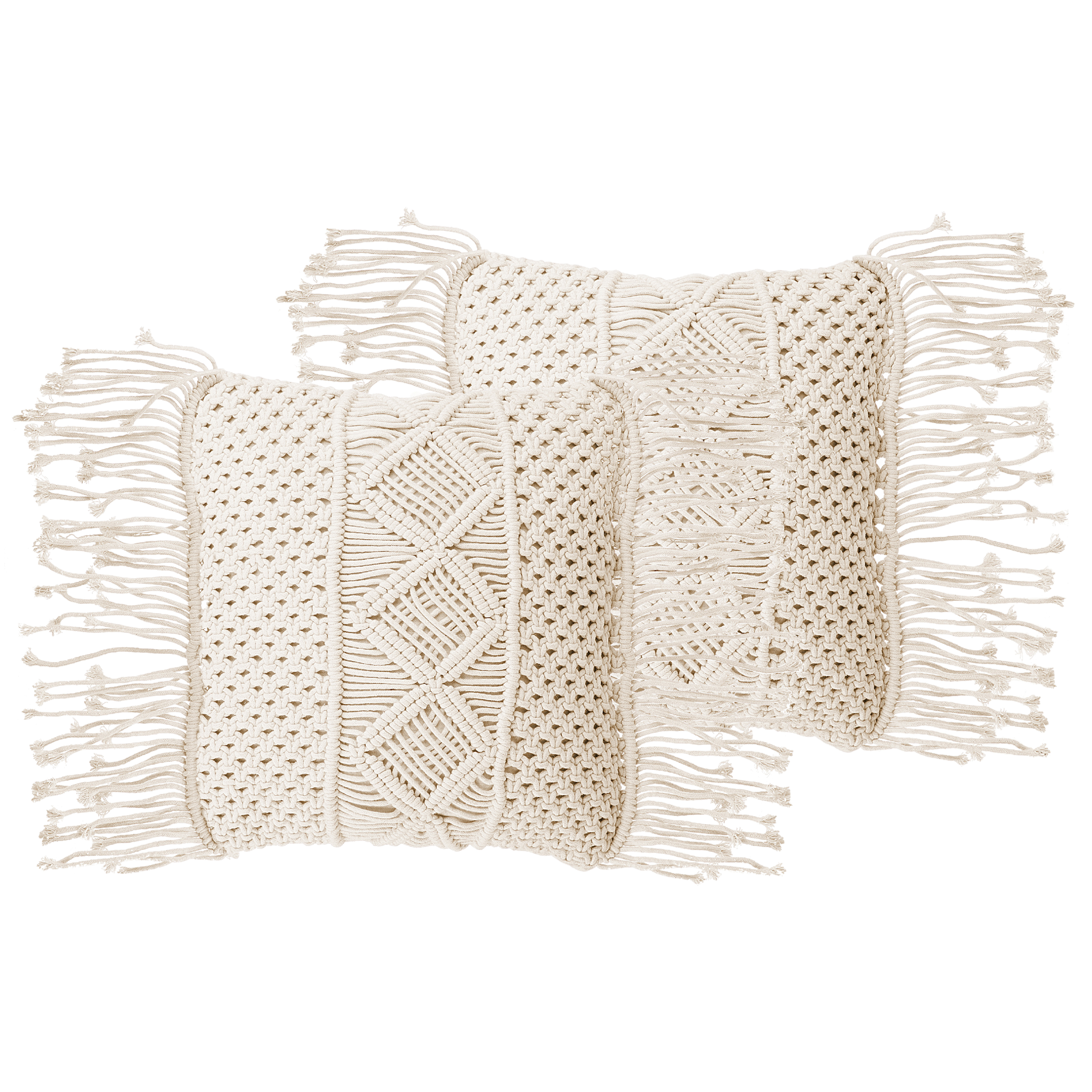 Set med 2 prydnadskuddar YORTAN 45 x 45 cm Bomull Ljusbeige Geometriskt tryck