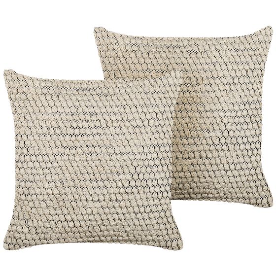 Set med 2 prydnadskuddar HOWEA 45 x 45 cm Bomull Beige Geometriskt tryck