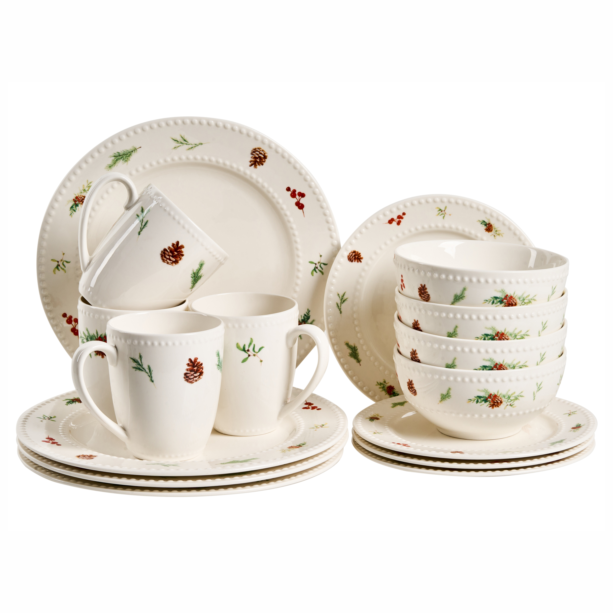 Set med 16 matserviser MARJORAM Porslin Vit