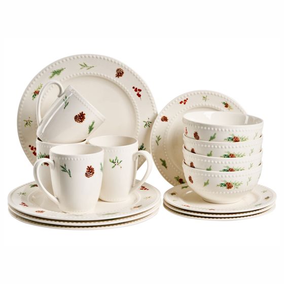 Set med 16 matserviser MARJORAM Porslin Vit
