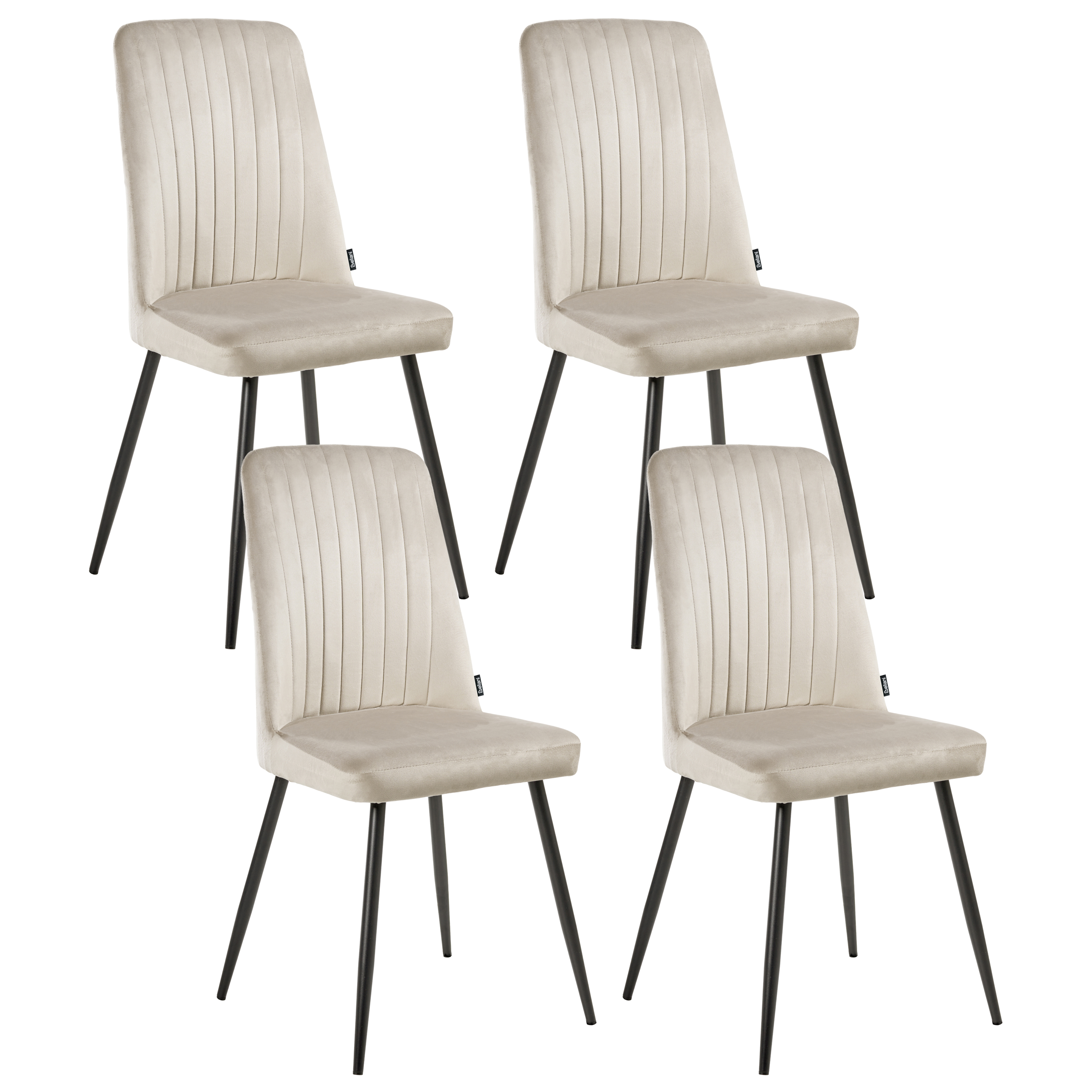 Set med 4 matstolar KIRBY Sammet Beige
