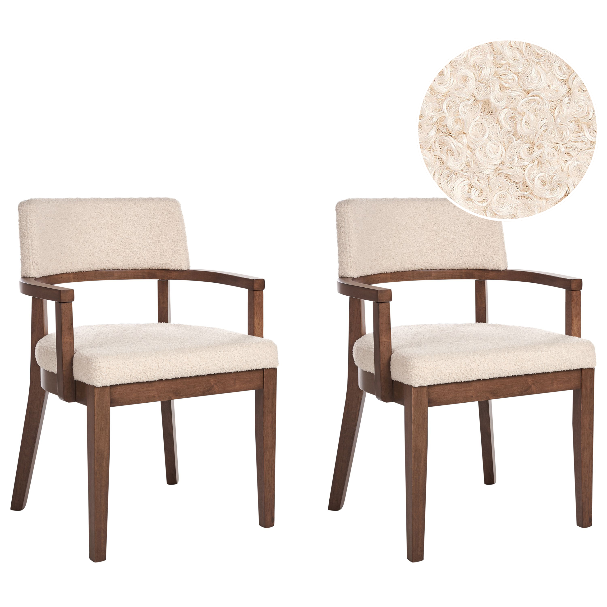 Set med 2 matstolar DALBO Bouclé Brun/ Ljusbeige