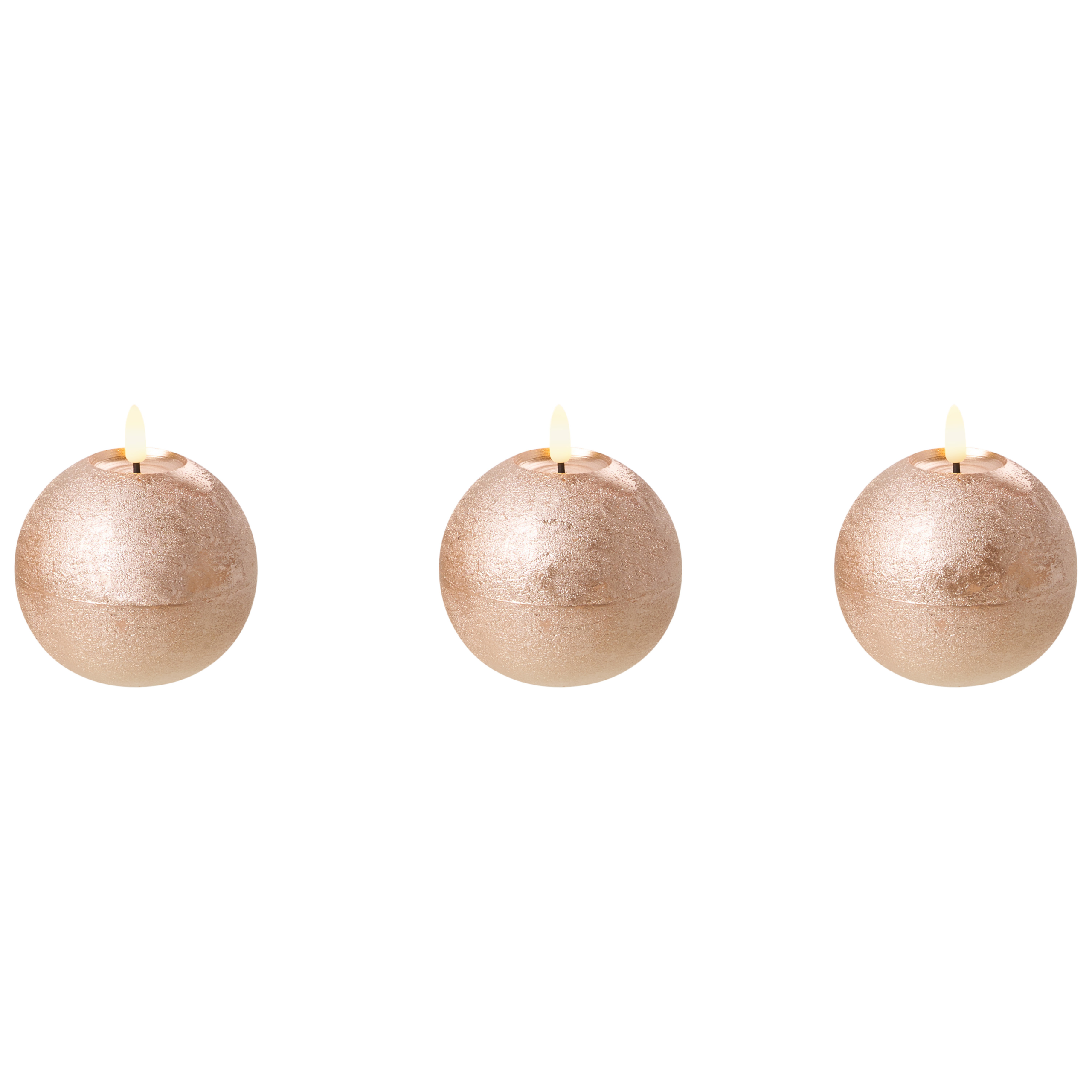 Set med 3 LED-ljus AMBROSIA 11 cm Guld