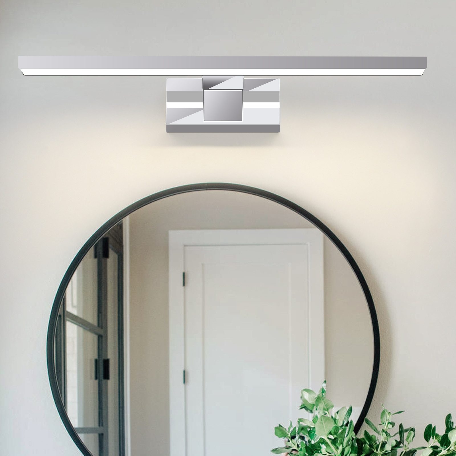 NETTLIFE LED - spegelvägglampa, 6W, 30CM vattentät, IP44 krom, modern, neutralvit, 4000K