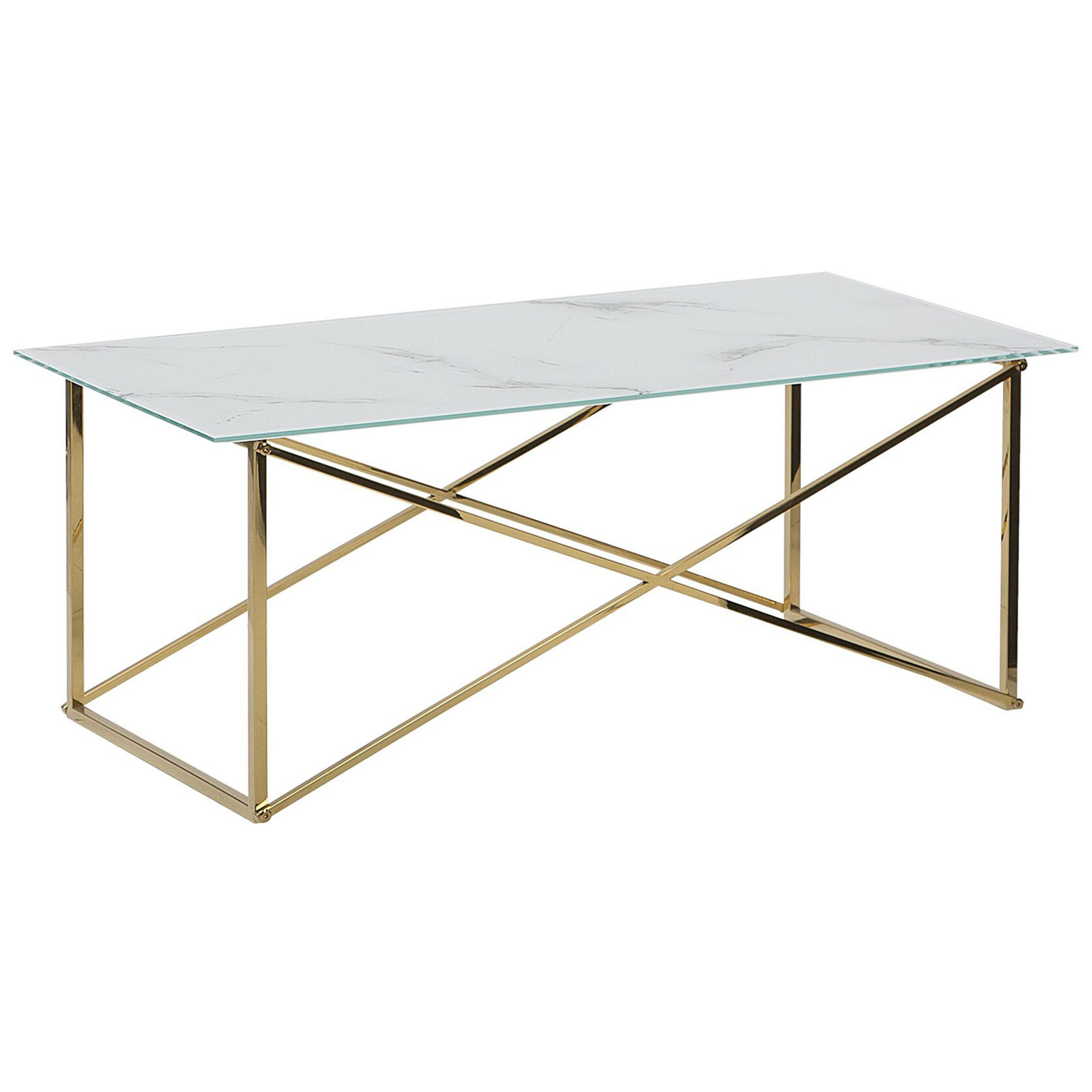 Soffbord EMPORIA Härdat glas Marmor/ Guld