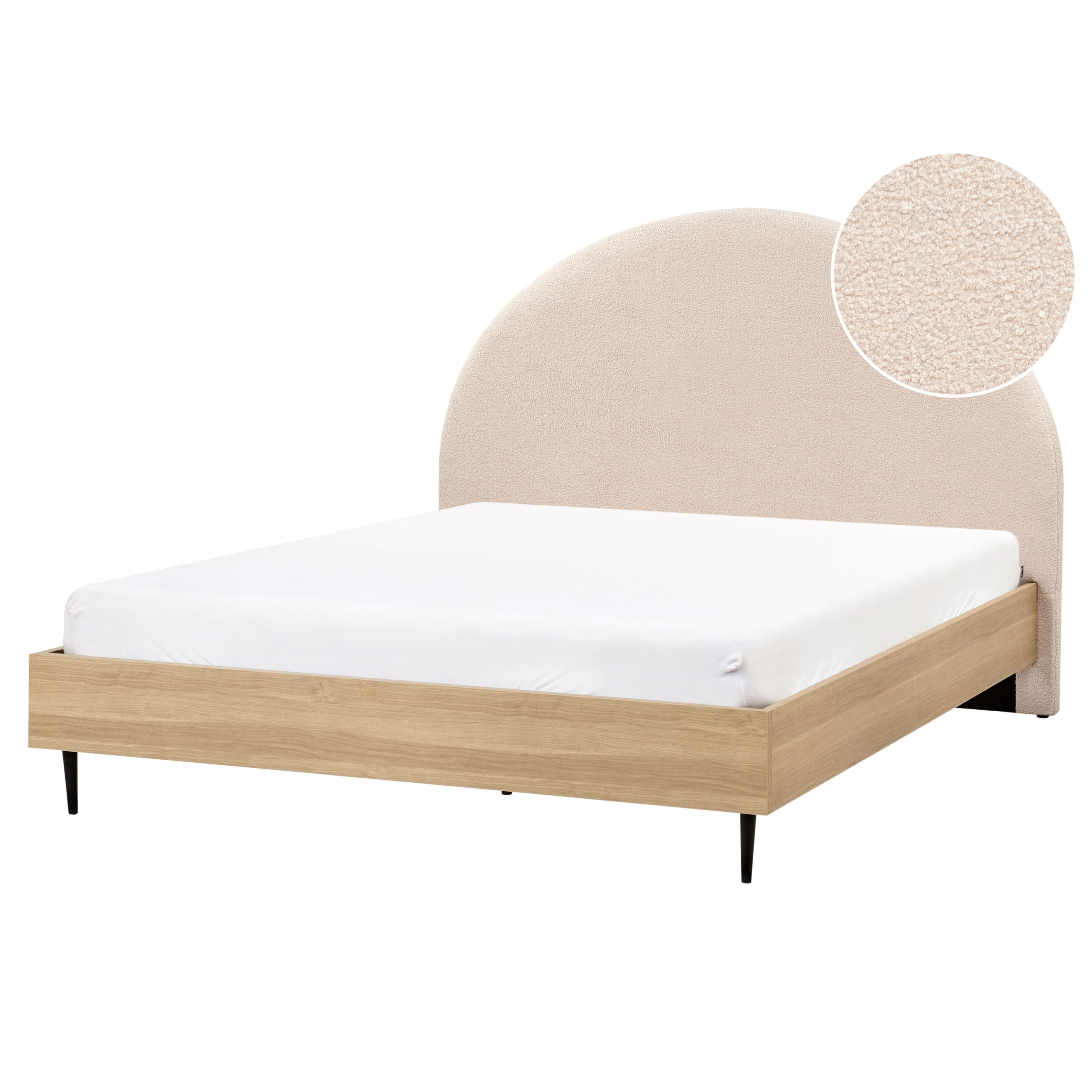 Säng med lamellram Bouclé MILLAY 160 x 200 cm Beige