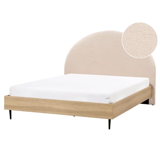 Säng med lamellram Bouclé MILLAY 160 x 200 cm Beige