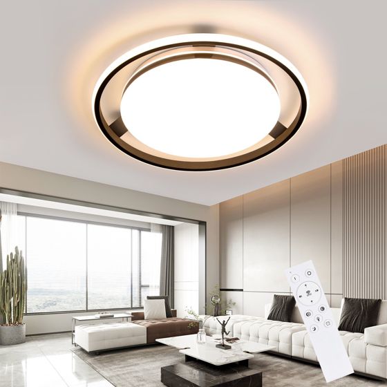 NETTLIFE modern svart, LED-taklampa med fjärrkontroll, rund, vardagsrumslampa, med dimbar lampa, för sovrum, kök