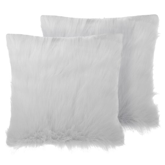 Set med 2 prydnadskuddar DAISY 45 x 45 cm Fuskpäls Ljusbeige Monokromt
