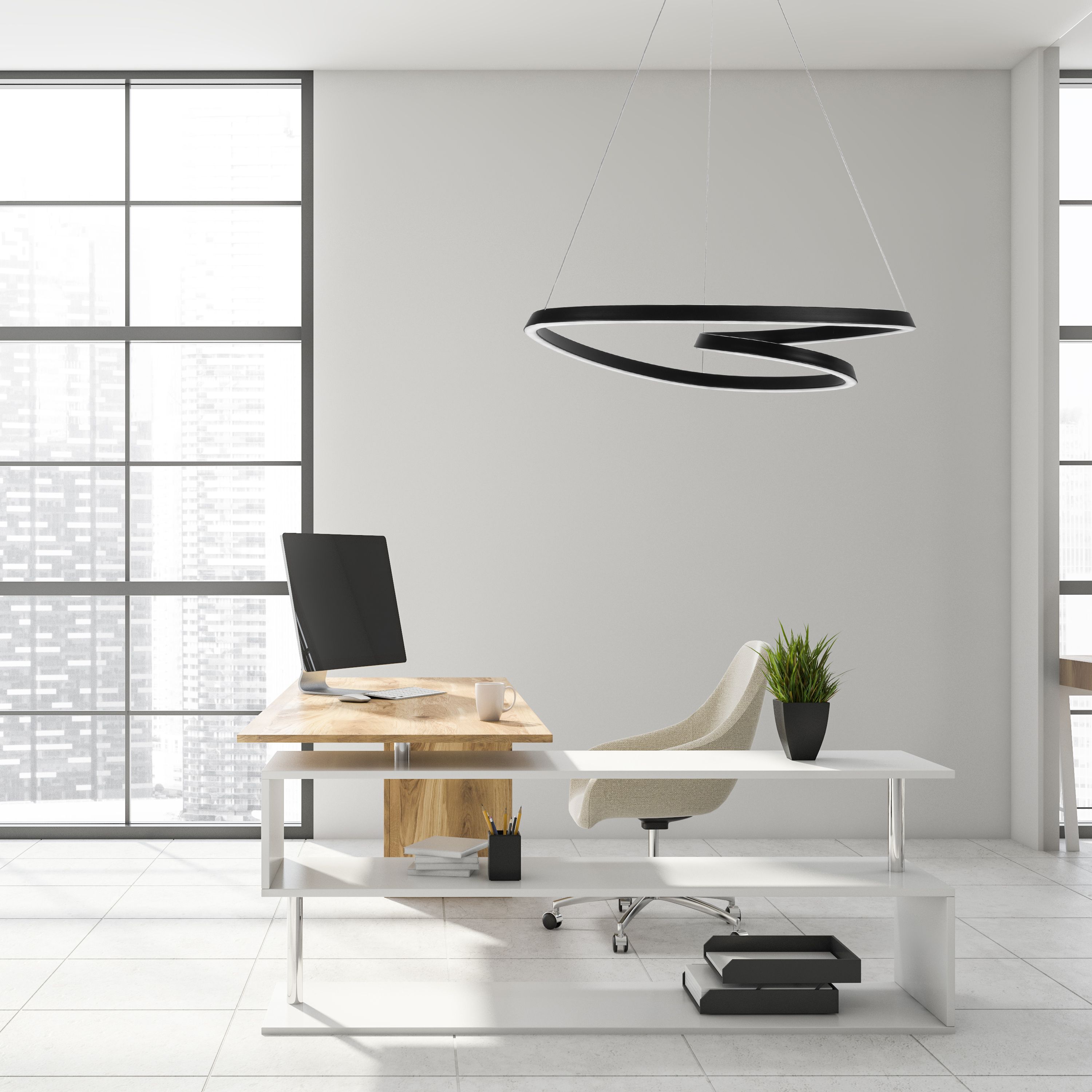 TOOLIGHT hängande taklampa LED APP796-CP LOOP Svart 63x61,5x75cm