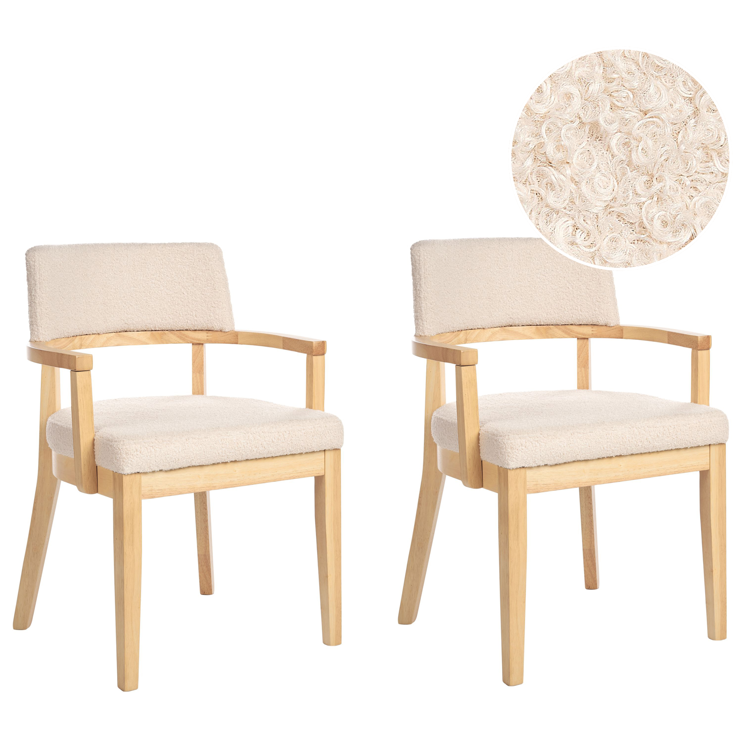 Set med 2 matstolar DALBO Bouclé Ljusbrun/ Beige