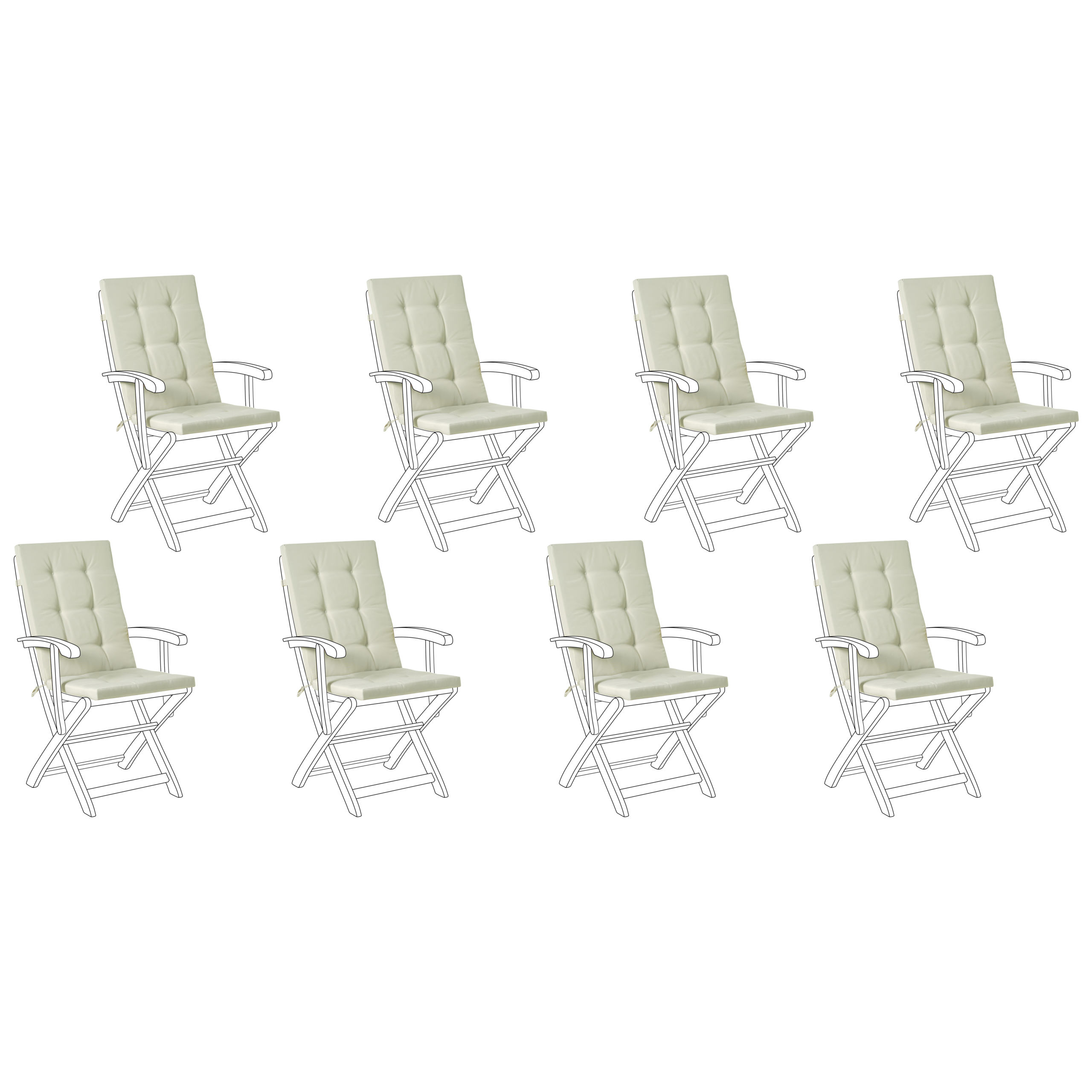 Set med 8 rygg-/sittdynor MAUI PREMIUM Ljusgrön