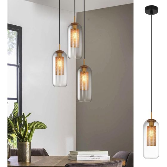 NETTLIFE Vintage - pendellampa, 1 låga, svart, höjdjusterbar, E27