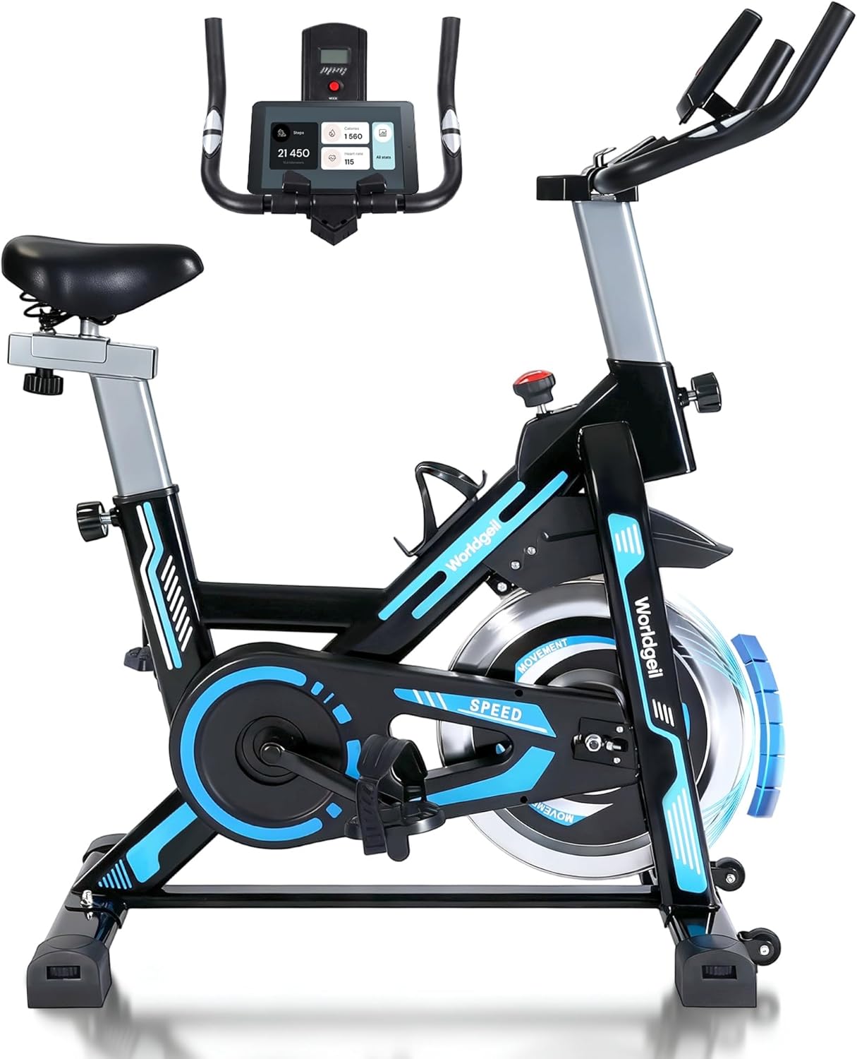 NETTLIFE Ergometer för hemmacykel, med magnetiskt motstånd - Inomhusmotionscykel med LCD-skärm och surfplattahållare