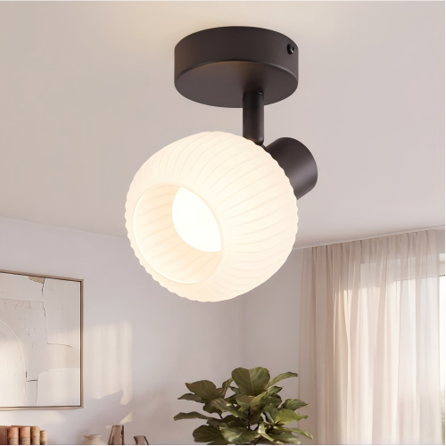 NETTLIFE svart takspotlight E14 vintage - glasskärm för inomhusbruk, modern spotlight för sovrum, vardagsrum