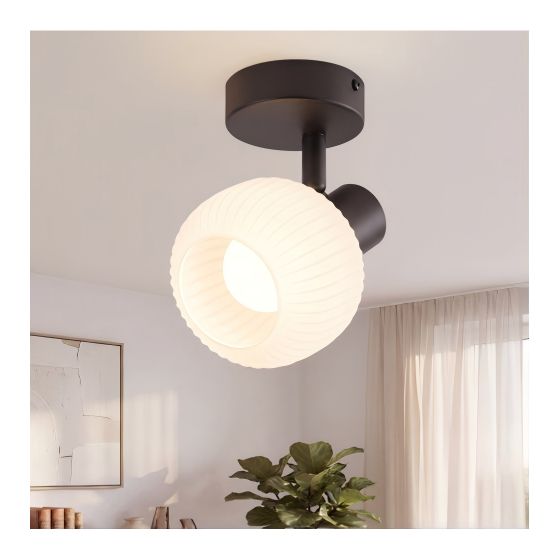 NETTLIFE svart takspotlight E14 vintage - glasskärm för inomhusbruk, modern spotlight för sovrum, vardagsrum