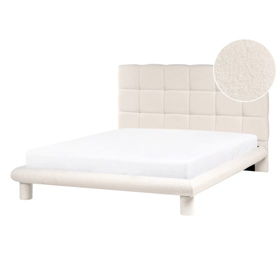 Säng med lamellram Bouclé CRESSAT 140 x 200 cm Off-White