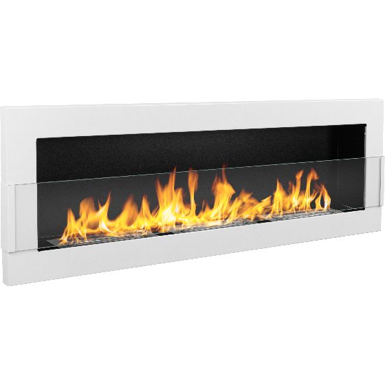 bioetanolkamin väggmonterad 1200 × 400 med säkerhetsglas – blank vit
