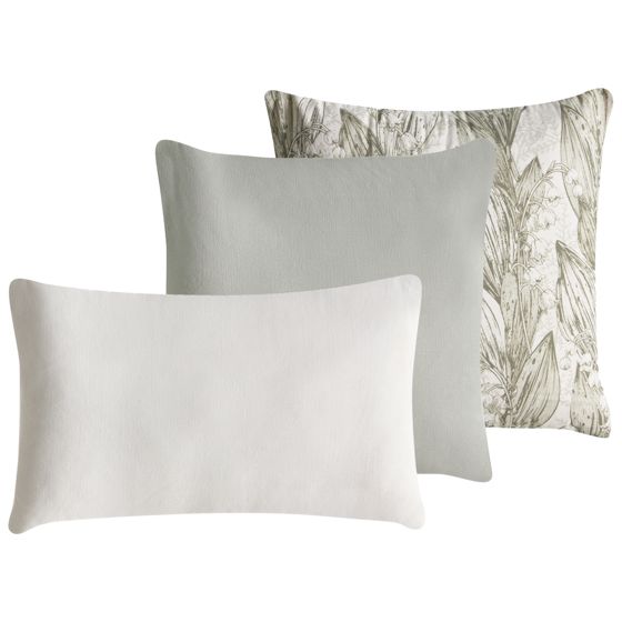 Set med 3 dekorativa kuddar XYLOPIA 30 x 50 cm 45 x 45 cm Bomull Grön Blommigt tryck