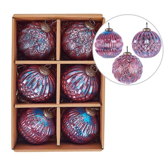 Set med 6 julgranskulor ASTRAL Glas Rosa