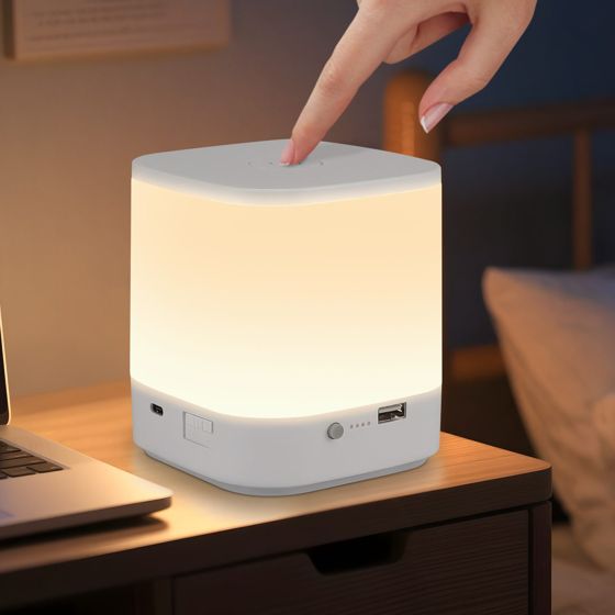 NETTLIFE 1800mAh batteridriven LED-bordslampa, dimbar med touchfunktion 3000-6500K USB, 3 färgtemperaturer och timerfunktion, nattlampa