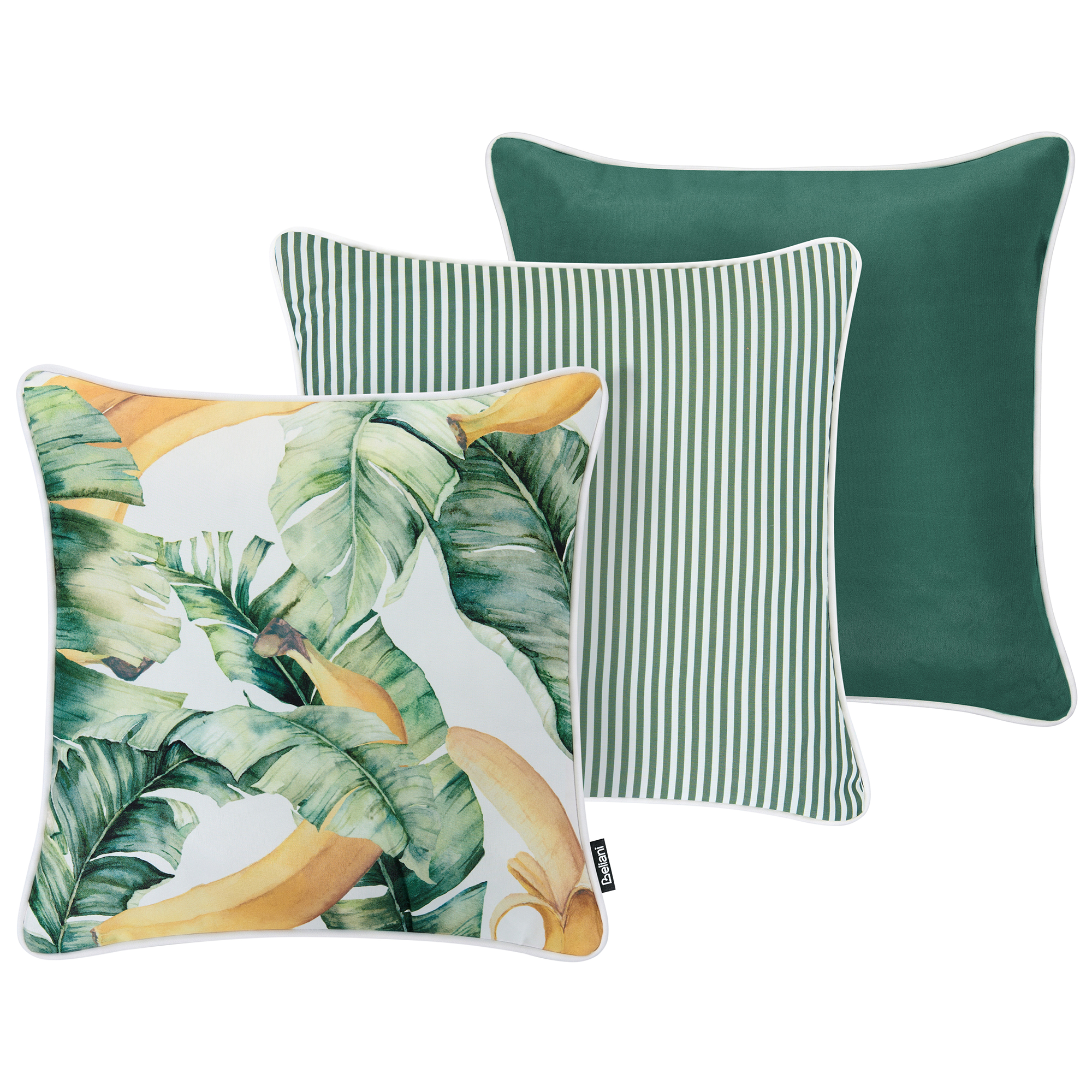Set med 3 utomhusdynor GAILLARDIA Växtmotiv 45 x 45 cm Grön