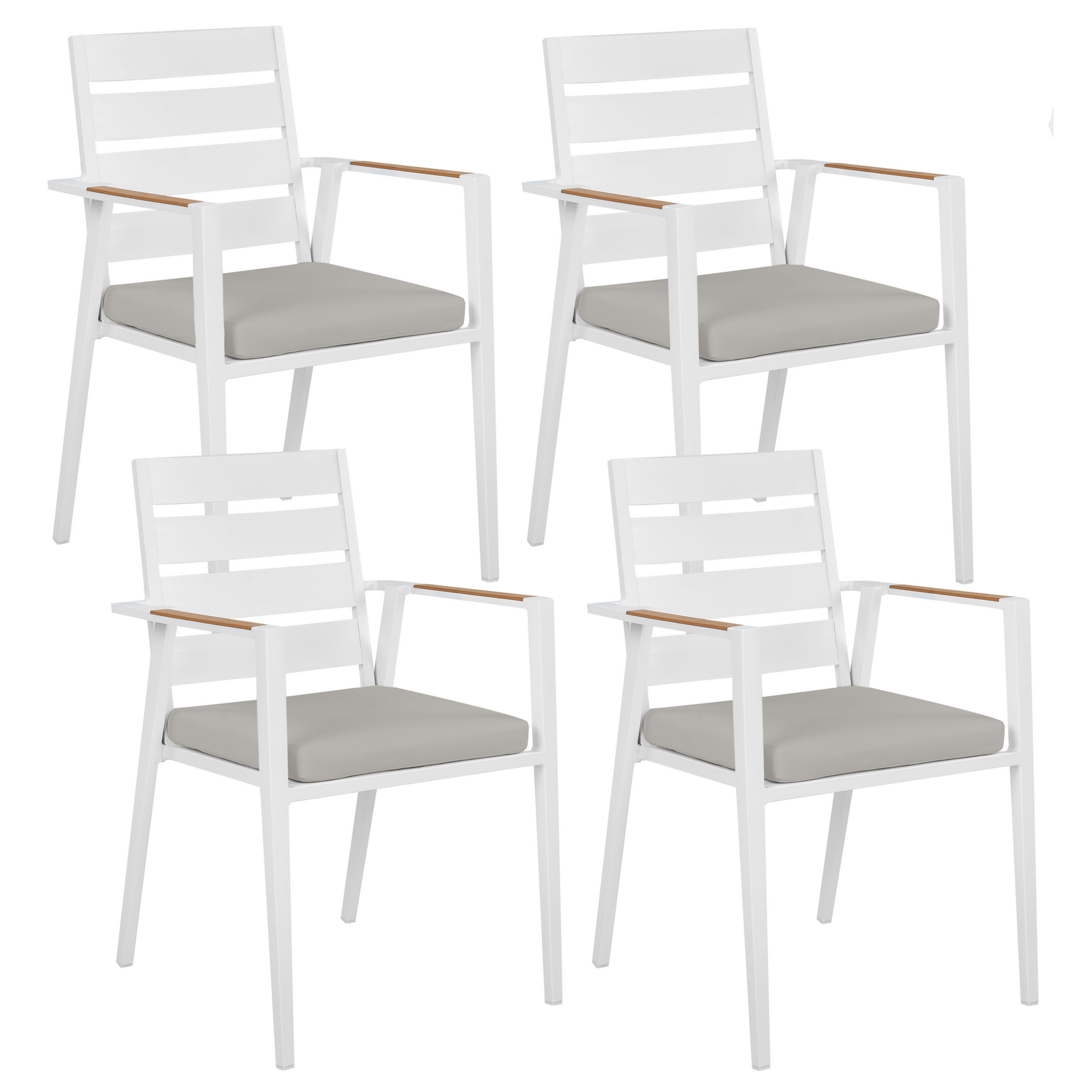 Set med 4 stolar med dynor TAVIANO Metall Grå
