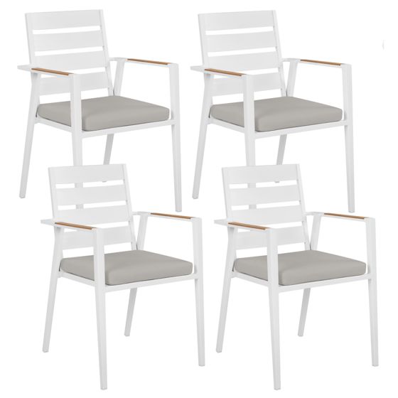 Set med 4 stolar med dynor TAVIANO Metall Grå