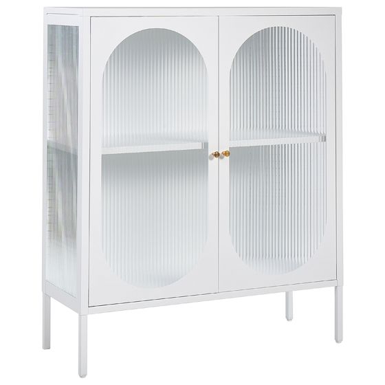 Vitrinskänk i glas SARRE 90 cm Metall Vit