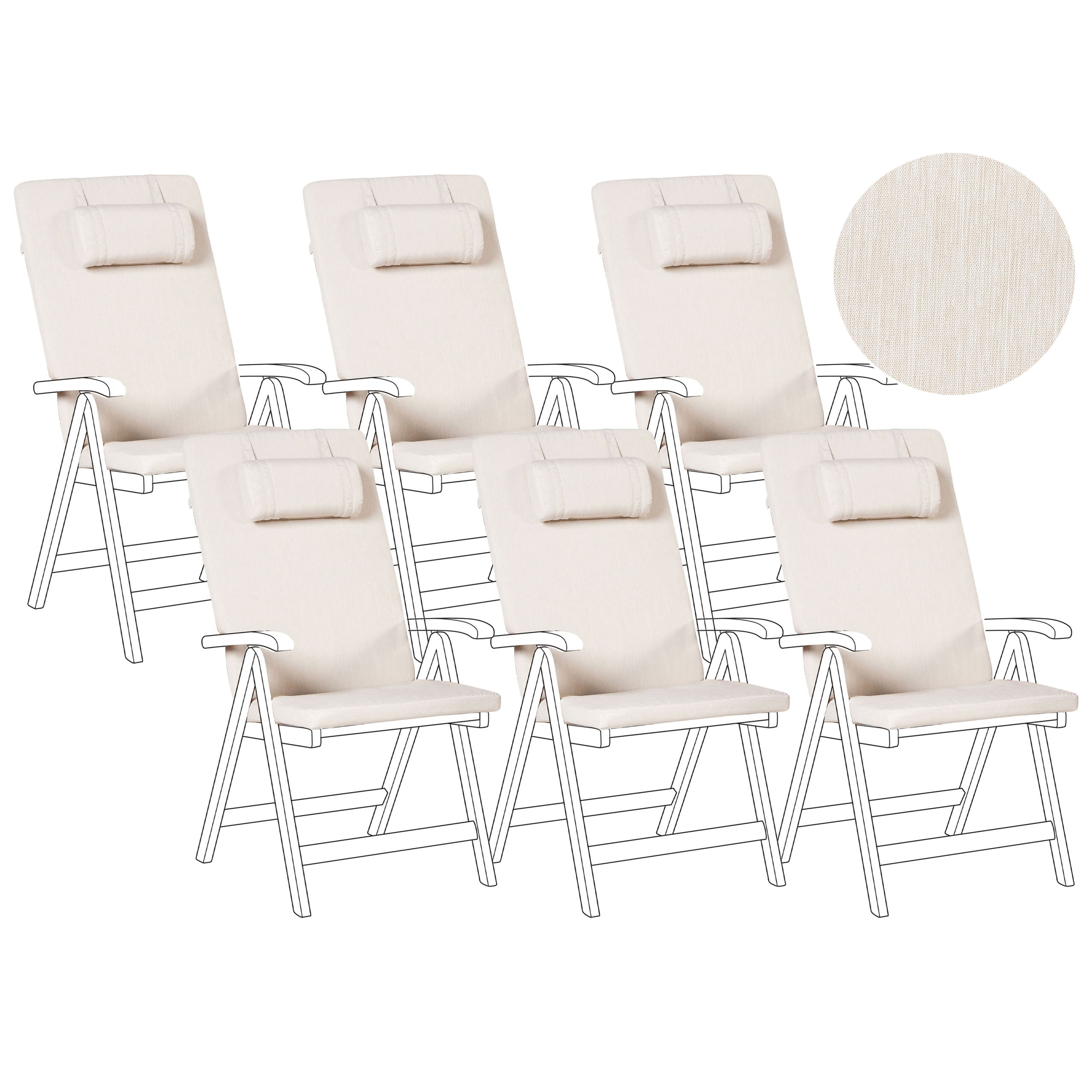 Set med 6 rygg-/sittdynor JAVA/AMANTEA PREMIUM 50 x 71 cm Ljusbeige