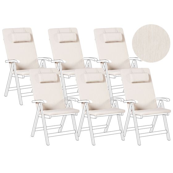 Set med 6 rygg-/sittdynor JAVA/AMANTEA PREMIUM 50 x 71 cm Ljusbeige