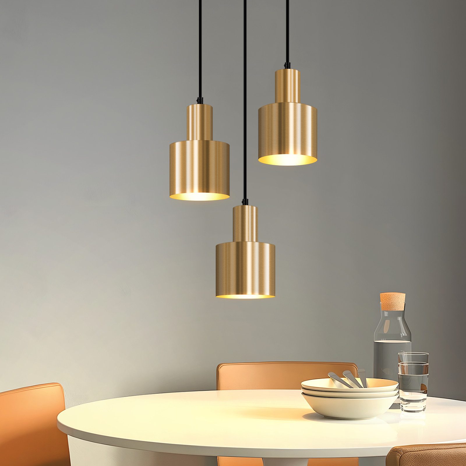 NETTLIFE pendellampa matbord pendellampa vintage pendellampa 3 lågor rund modern design E27